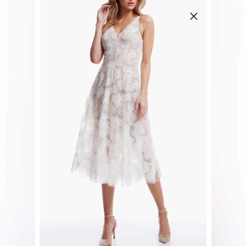 Dress the Population White Lace Midi Dress